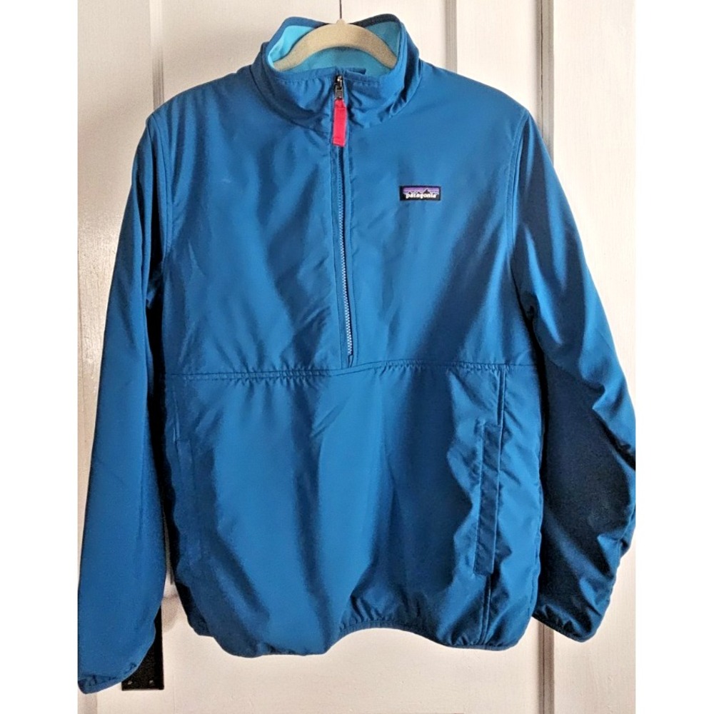 Patagonia Woman blue Glissade reversible half zi pullover sweater Sz L 25290